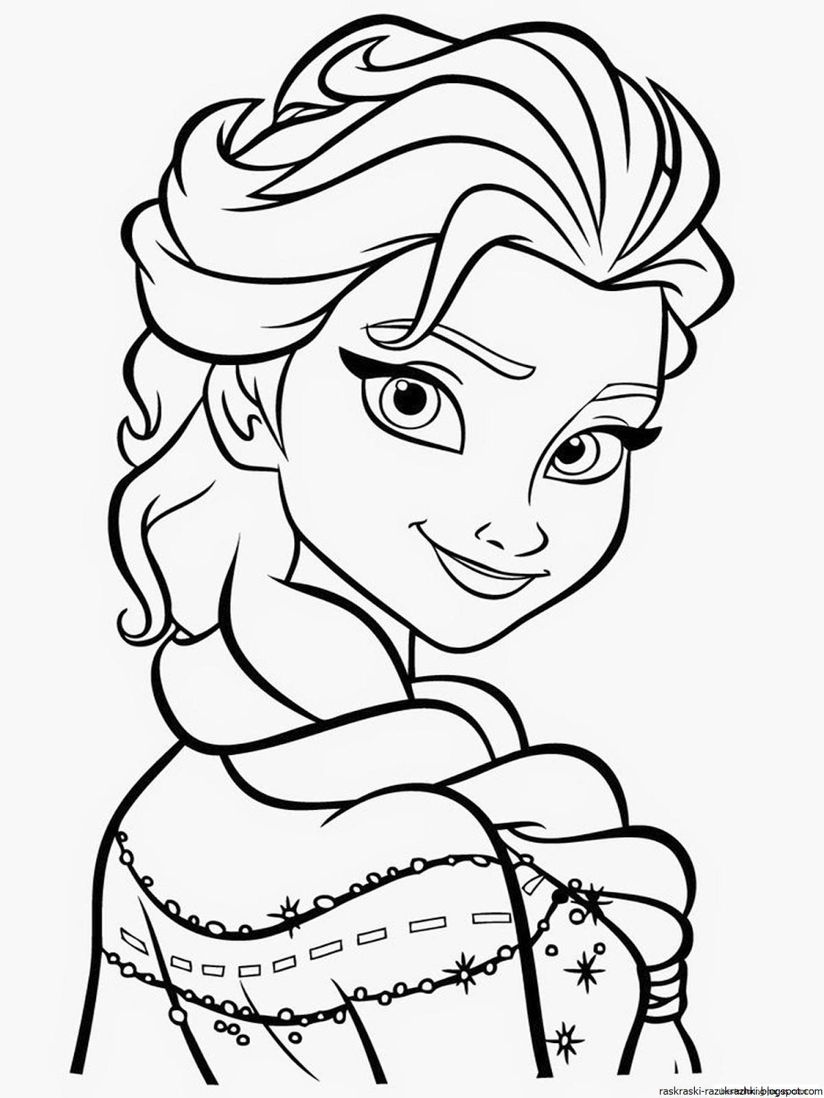 Fun coloring page for girls with a cold heart