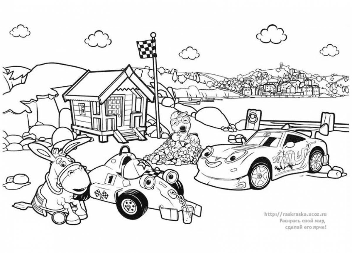 Shiny city cars coloring book