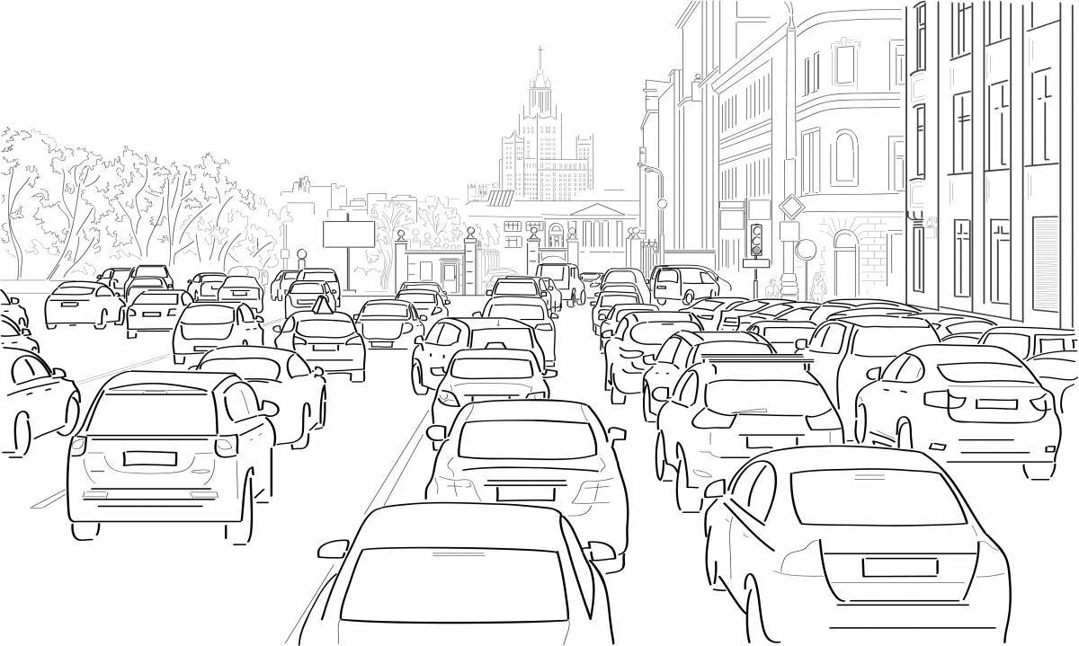 Violent city cars coloring page