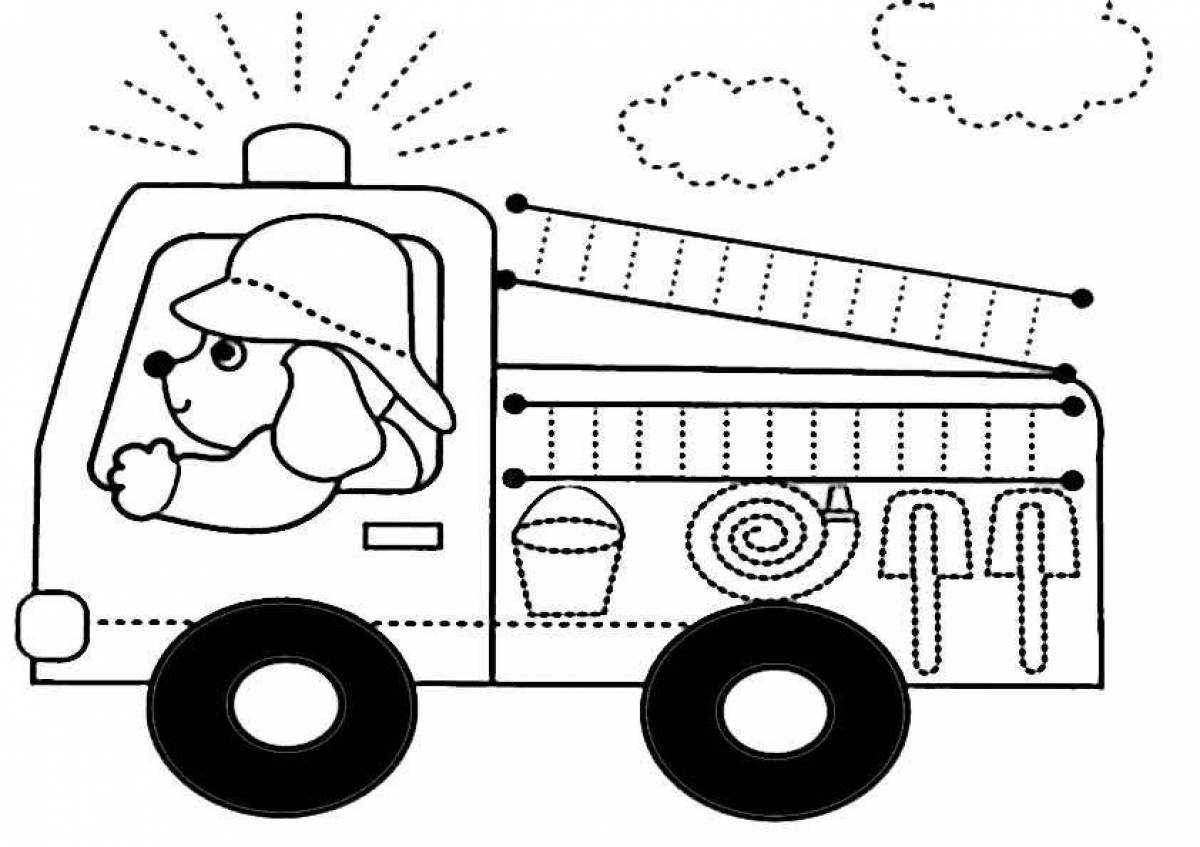 A fun fire truck coloring book for kids 3-4 years old
