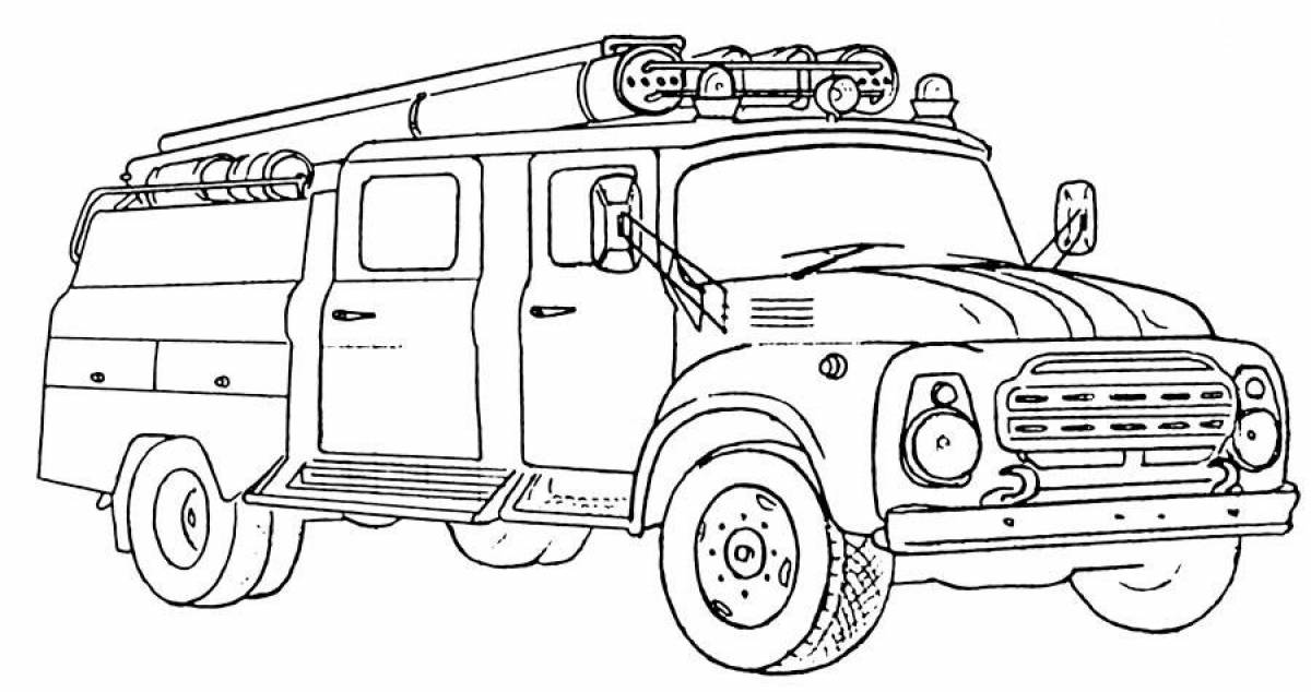Animated fire truck coloring page for toddlers