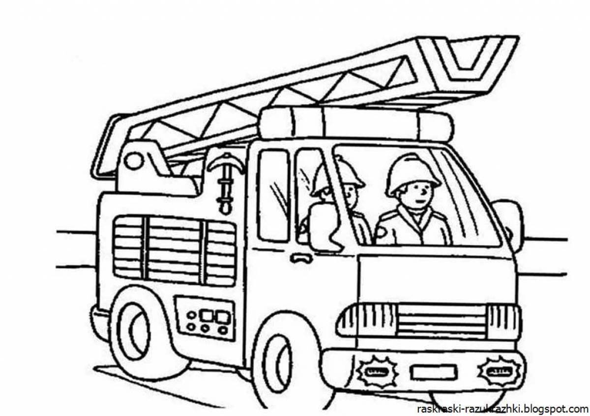 Exquisite fire truck coloring book for little ones