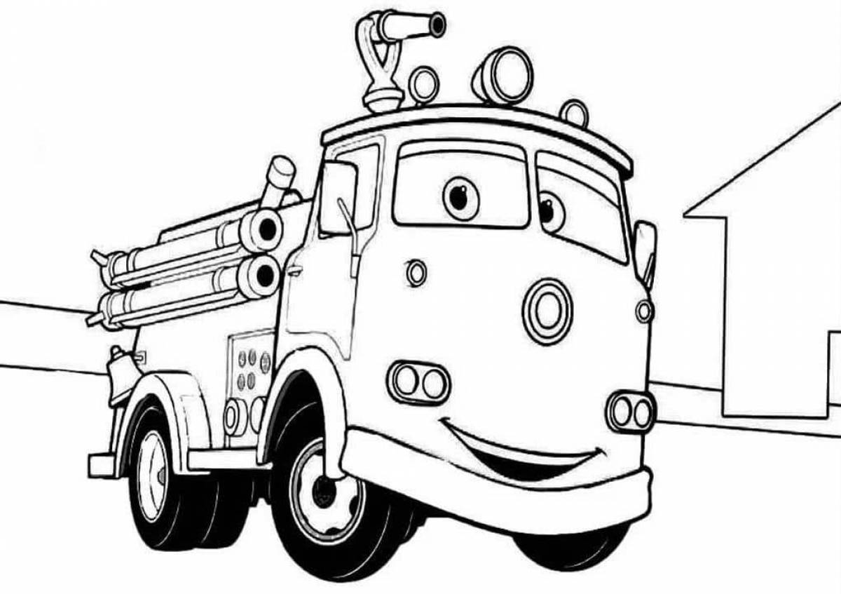 Incredible fire truck coloring book for kids