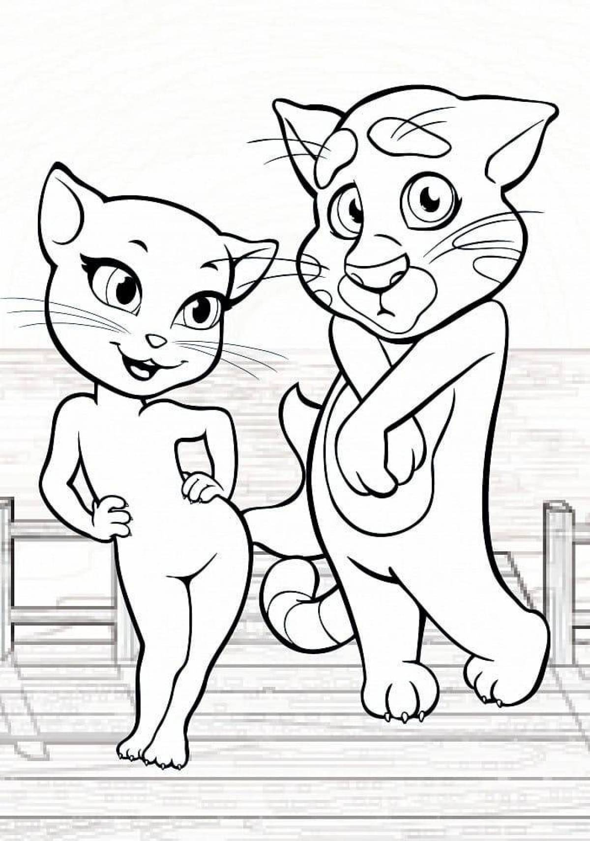 Colorful talking tom coloring page