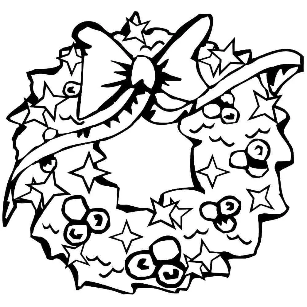 Festive Christmas wreath coloring page