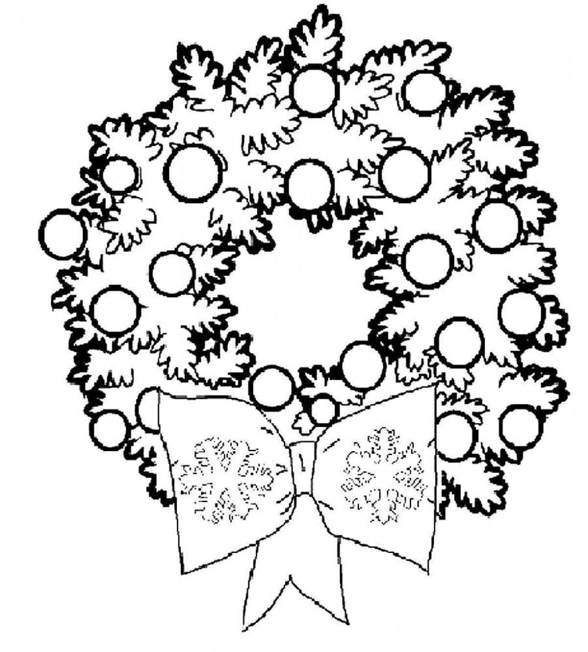 Merry Christmas wreath coloring page