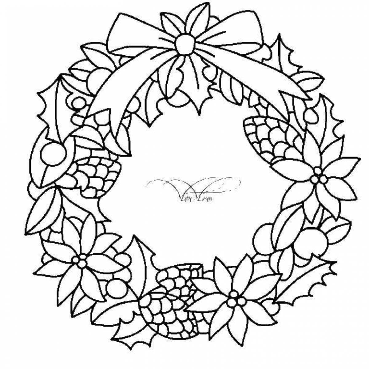 Intricate Christmas wreath coloring book