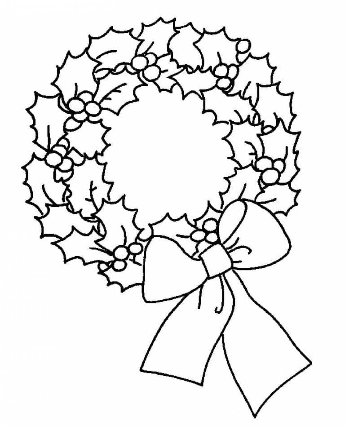 Playful christmas wreath coloring page