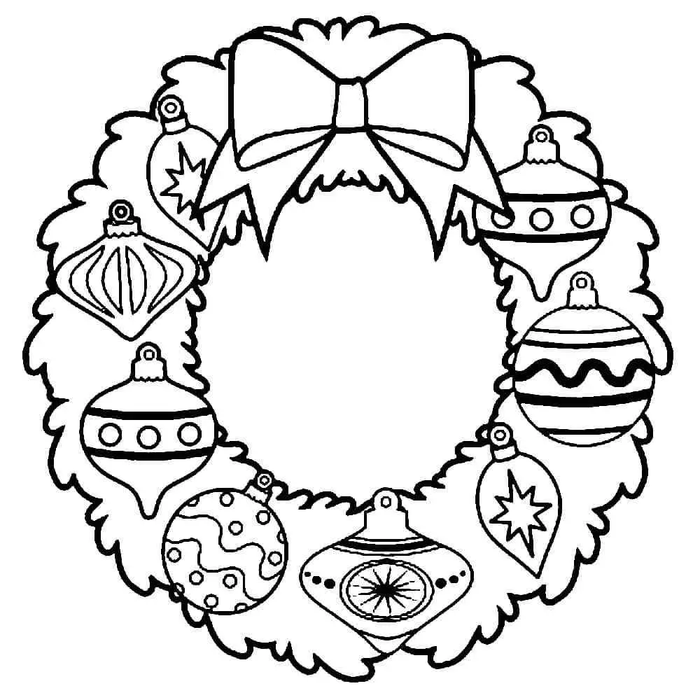 Fancy Christmas wreath coloring page