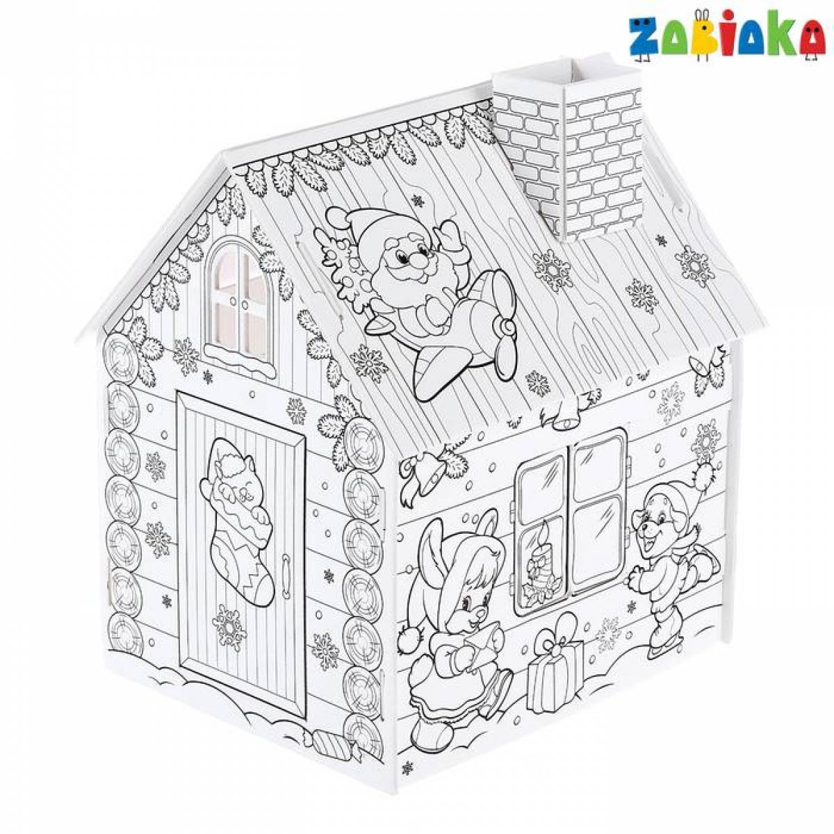 Exquisite cardboard house coloring page