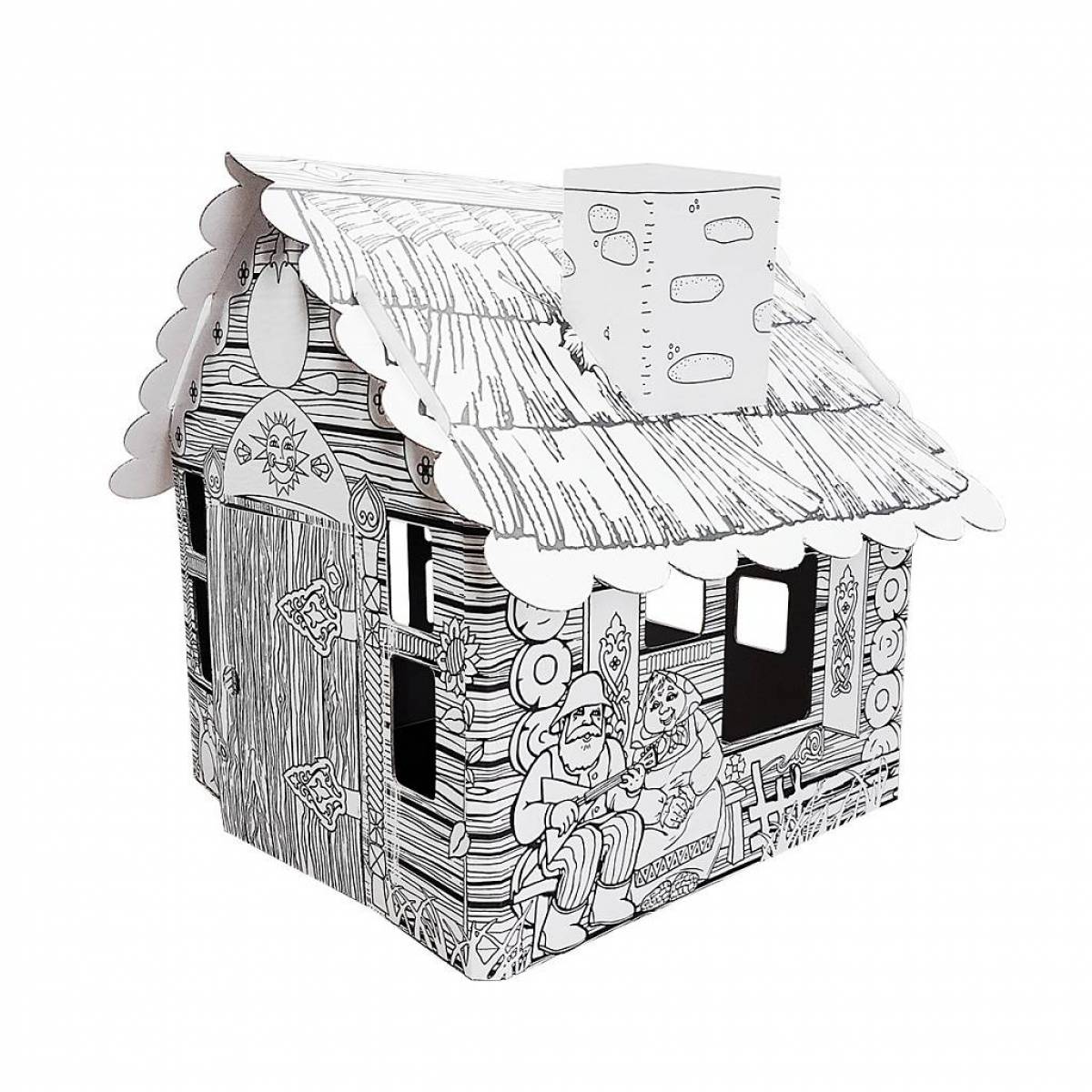 Coloring book playful cardboard house