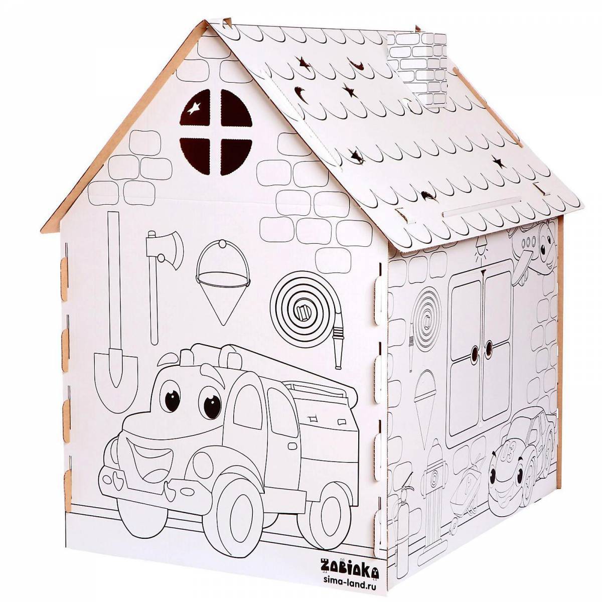 Coloring a cardboard house with rich colors