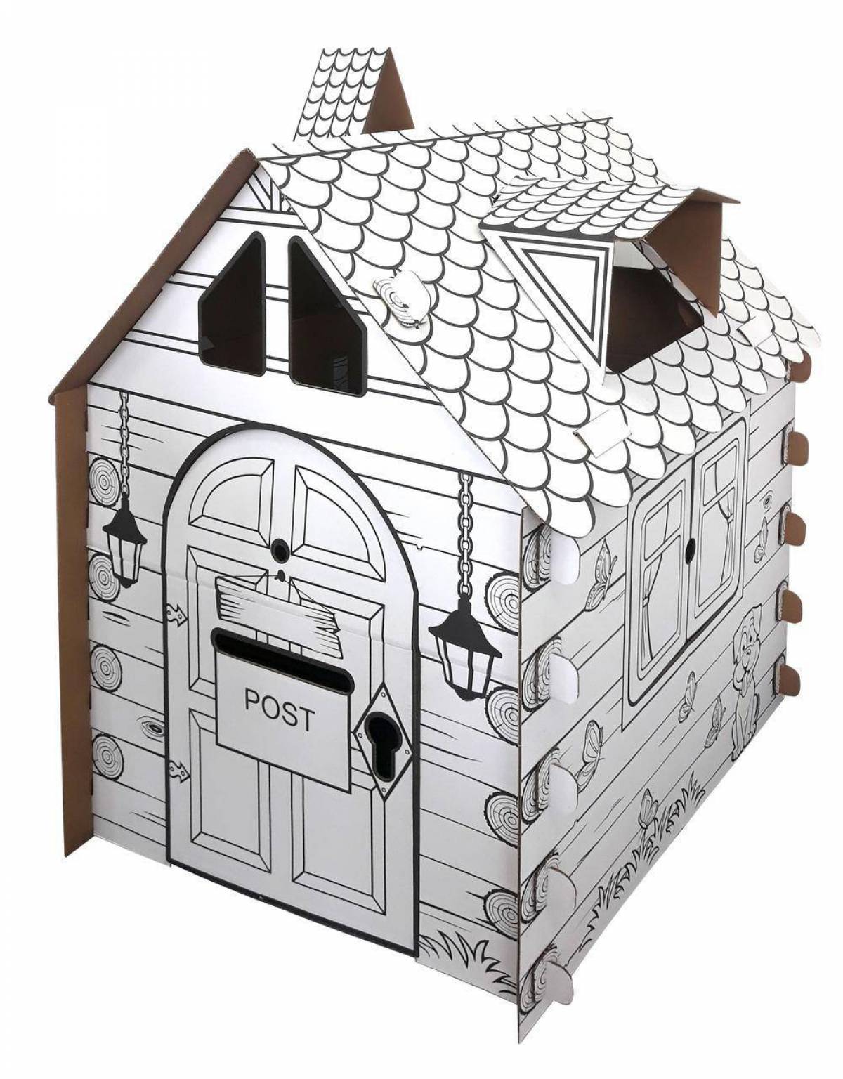 Crazy Color Cardboard House Coloring Page