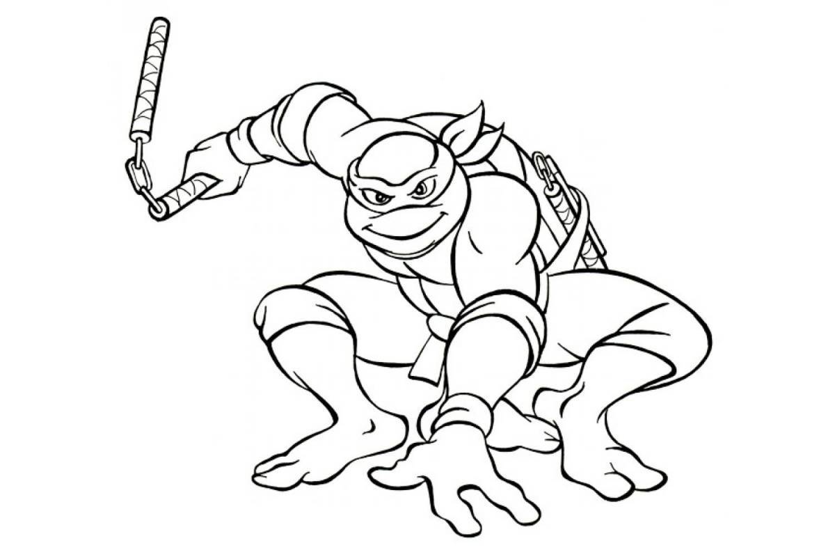 Colorful ninja turtles coloring page for kids
