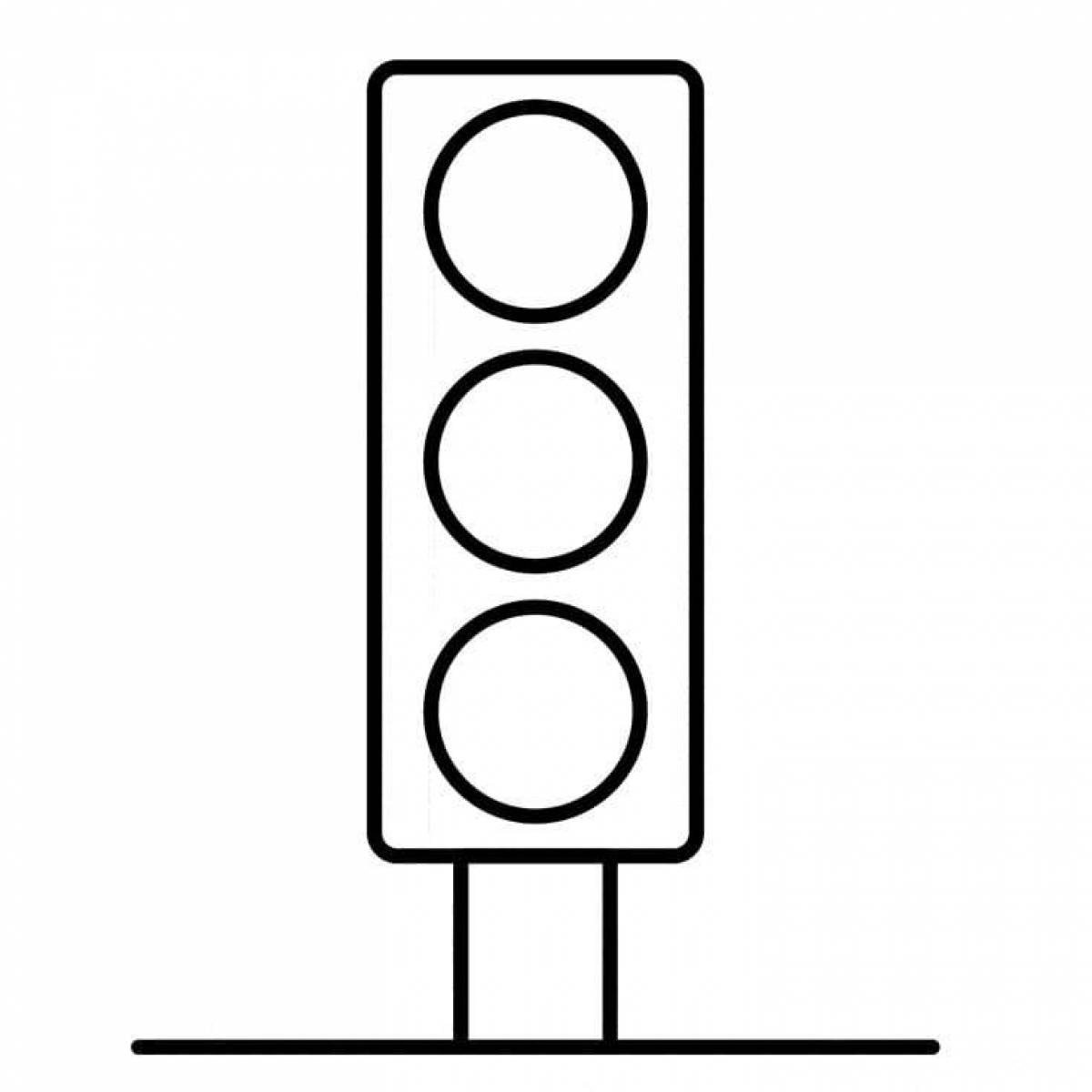 Colorful traffic light coloring page for 3-4 year olds