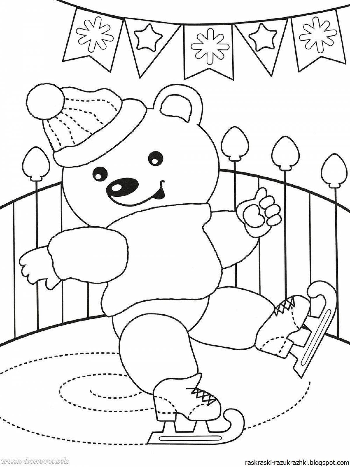 Exquisite winter coloring book for children 5-6 years old