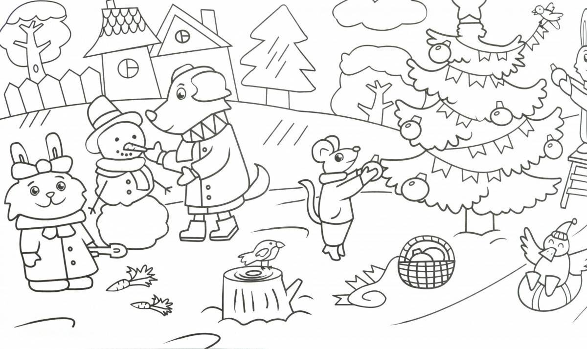 Radiant coloring winter for children 5-6 years old