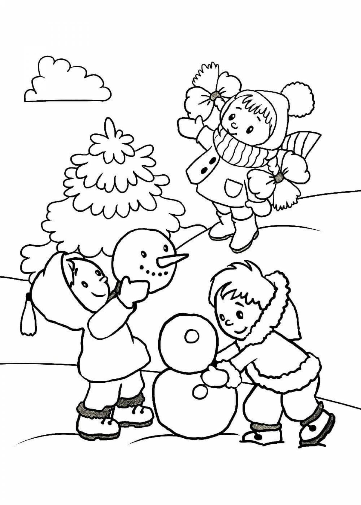 Live coloring winter for children 5-6 years old