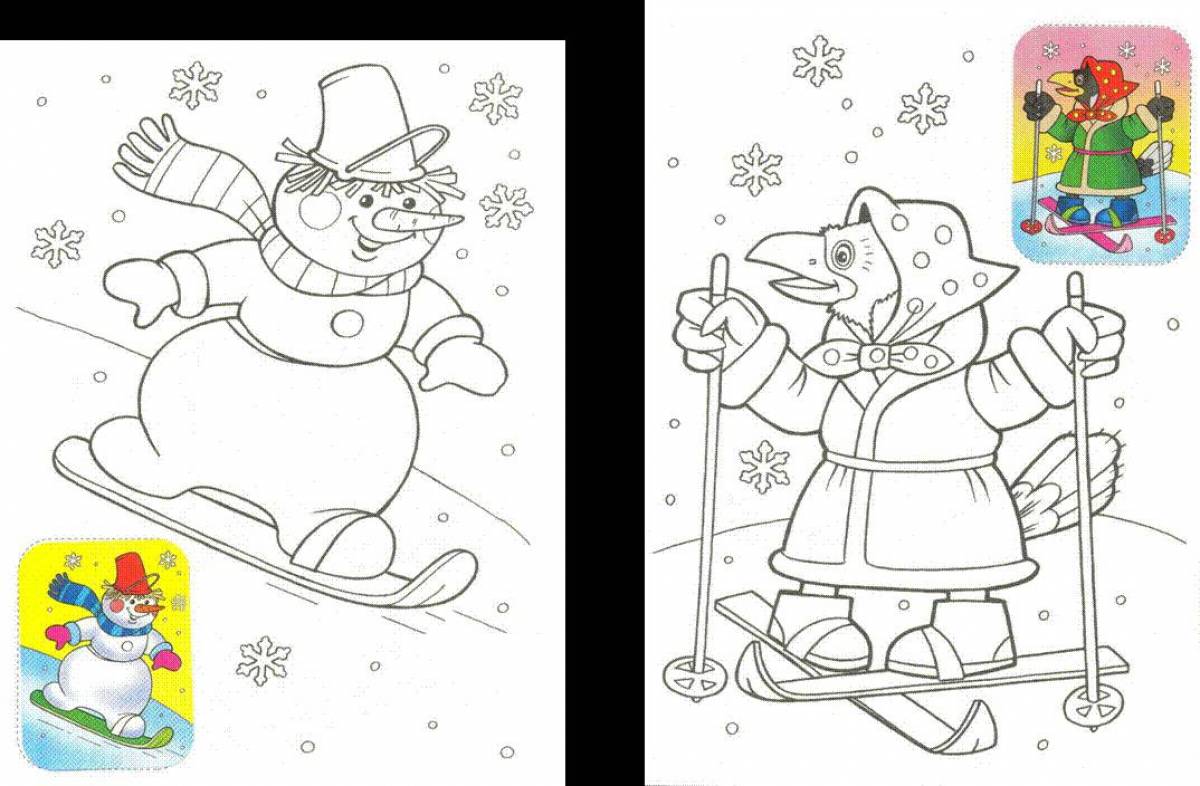 Dazzling winter coloring book for kids 5-6 years old
