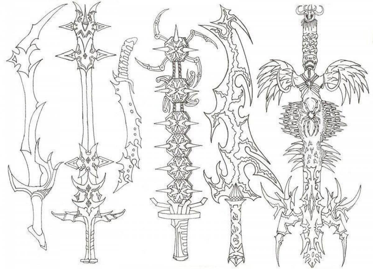Exquisite blade coloring page