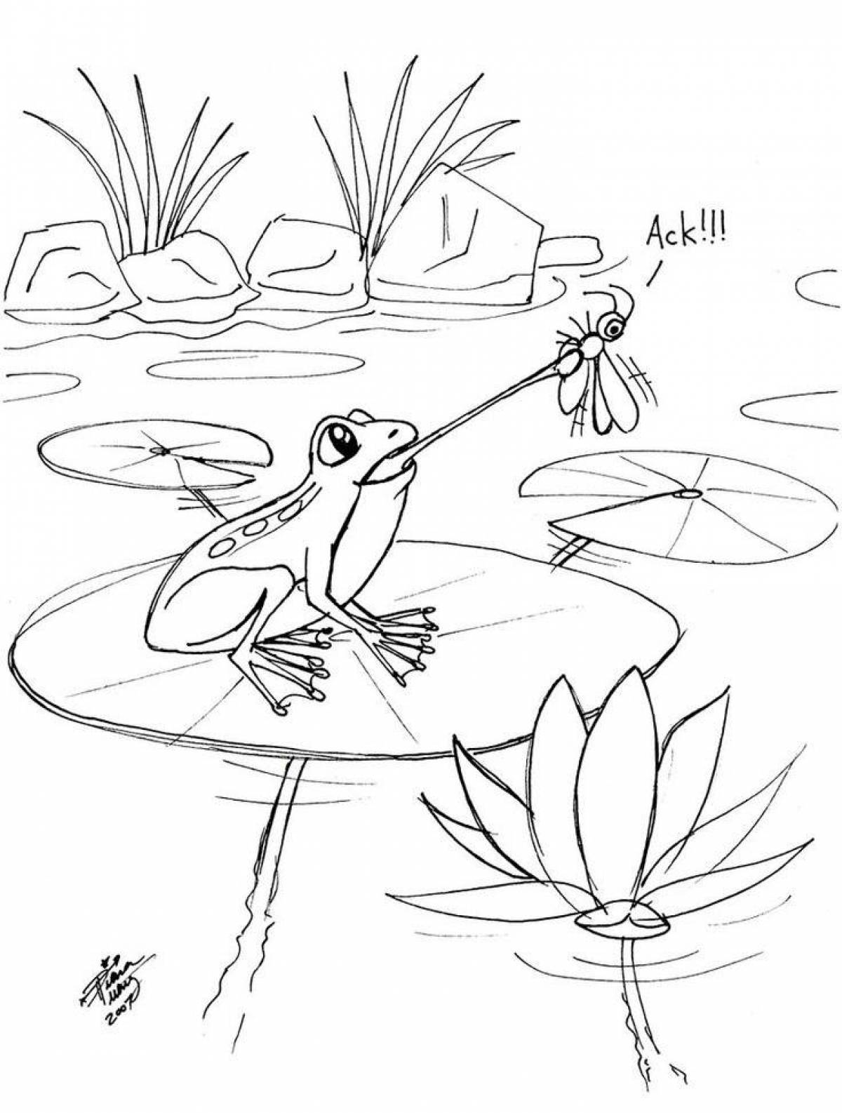 Лягушка путешественница на болоте