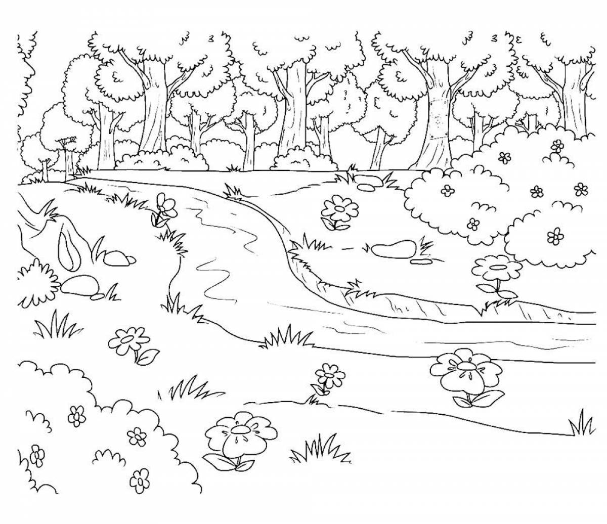 Раскраски для детей 6 7 природа. В лесу. Раскраска. Лес раскраска для детей. Раскраска природа для детей. Раскраска пейзаж.