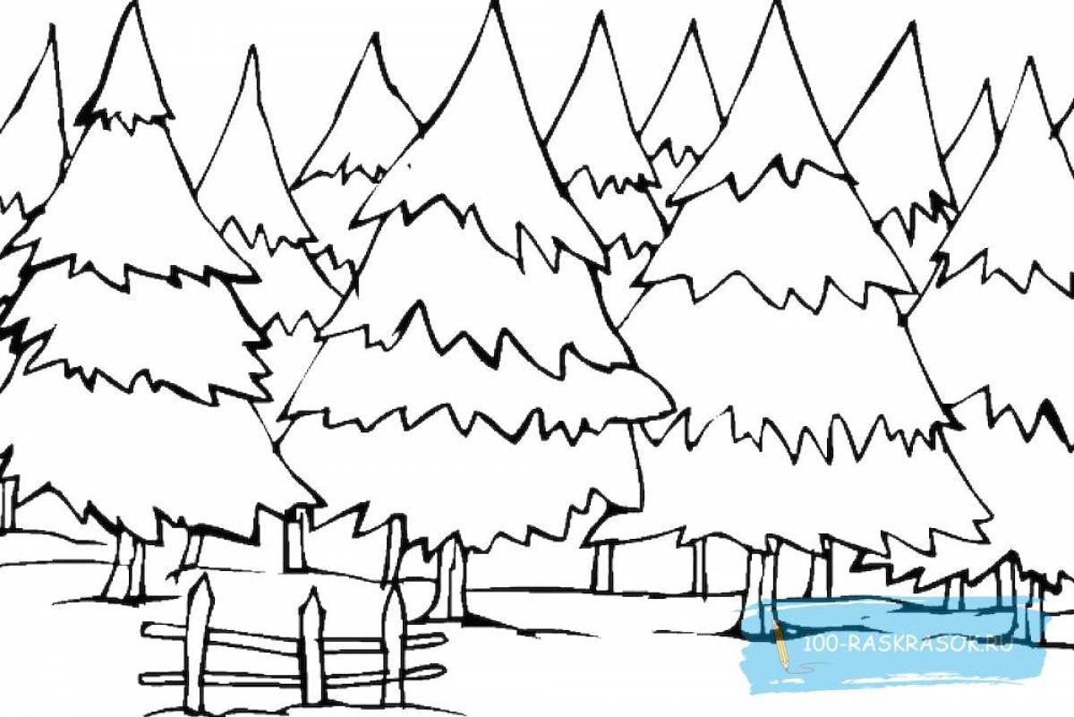 Нарисовать лес с озером молдавскую