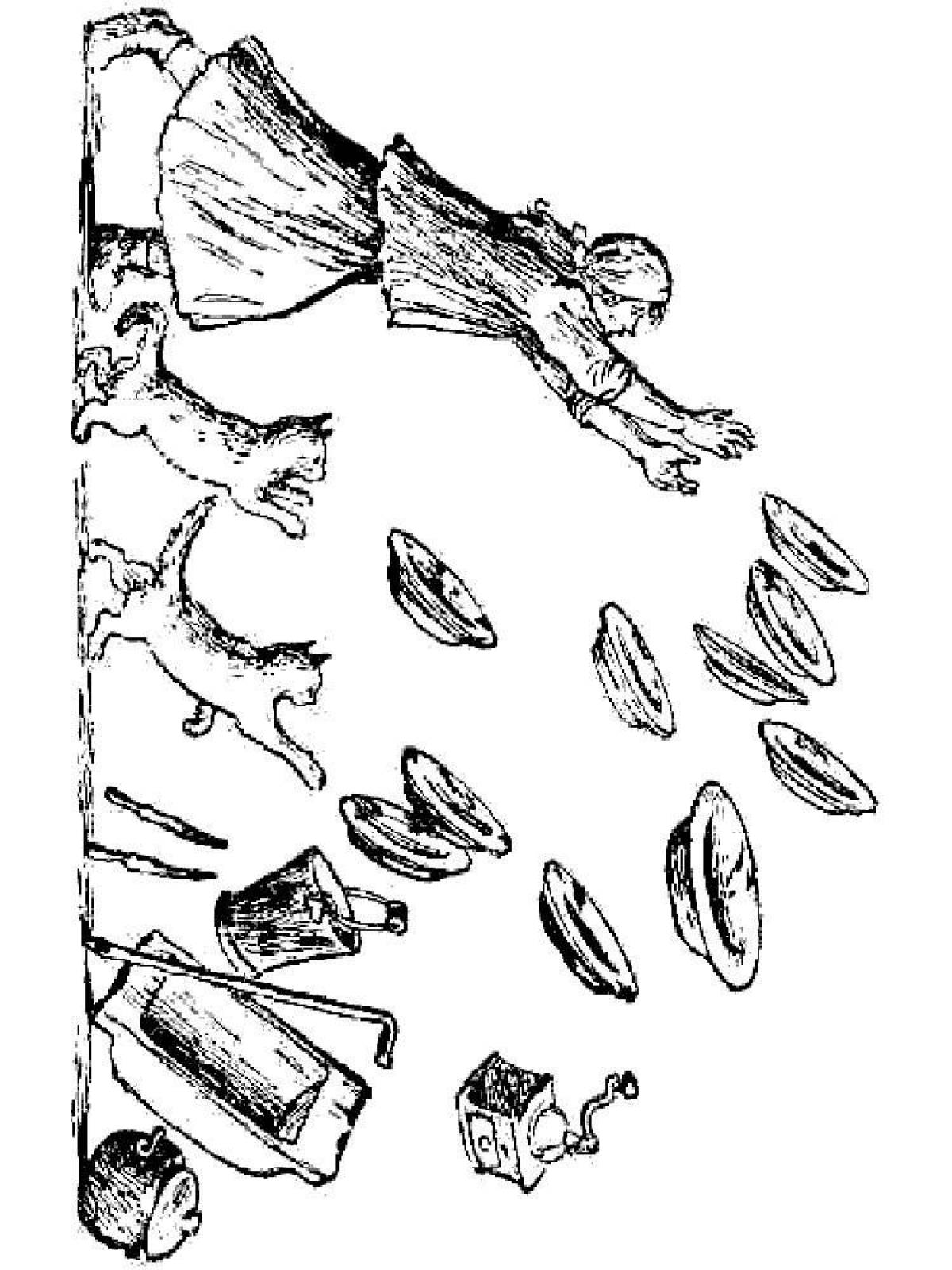 Иллюстрации Федорино горе Чуковский раскраска