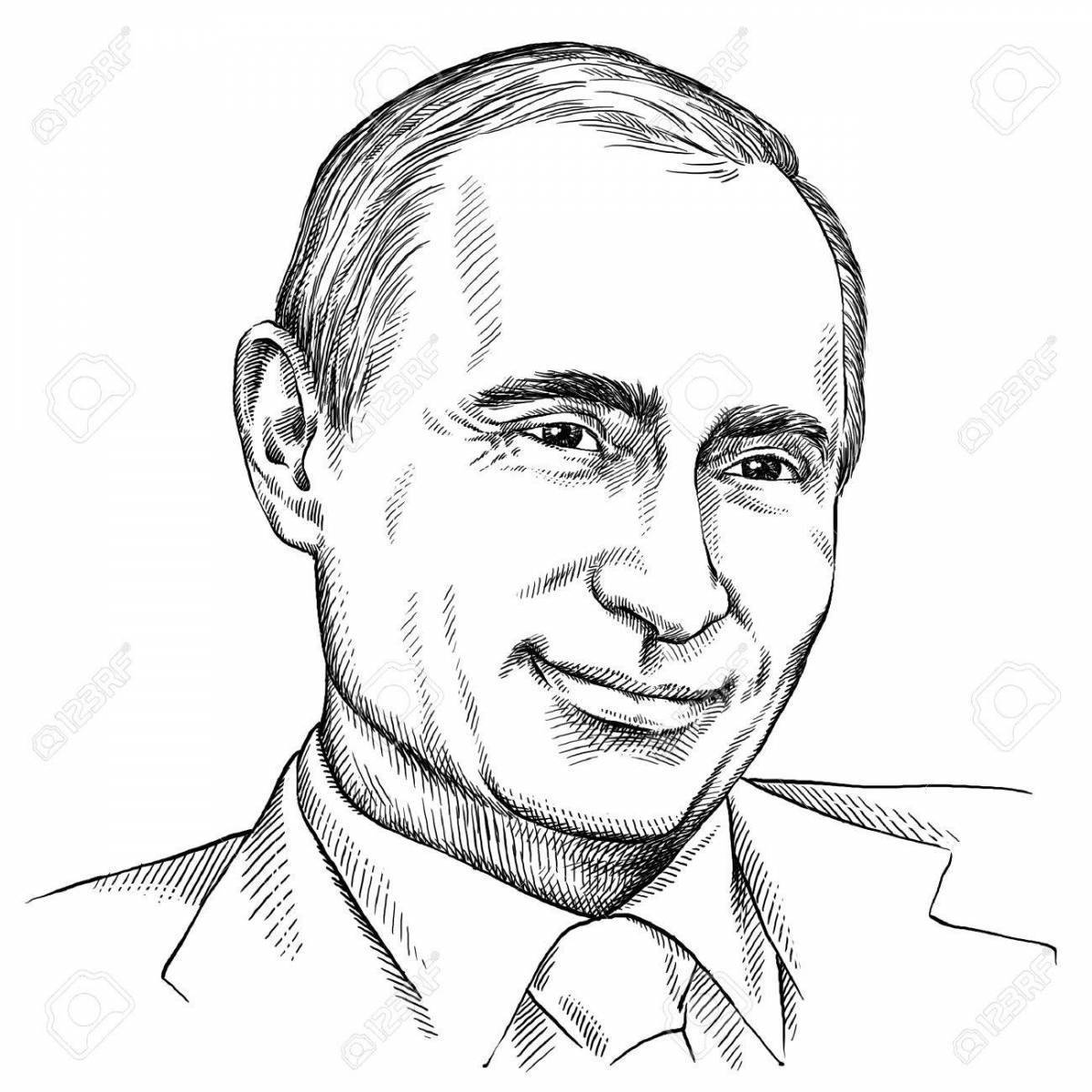 Рисунок путина черно белый