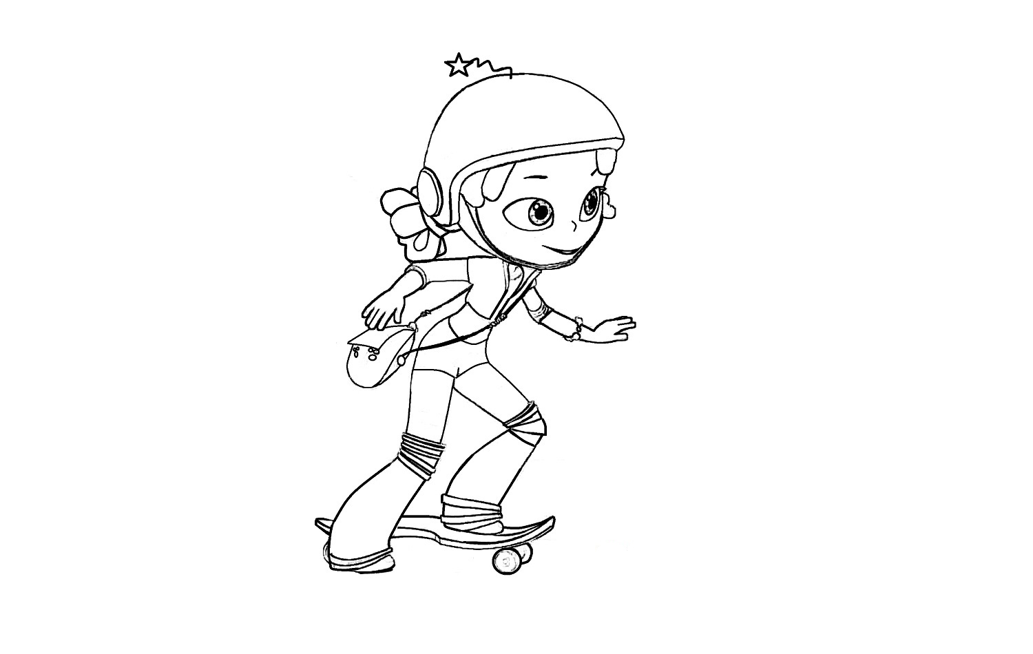 Alenka on a skateboard
