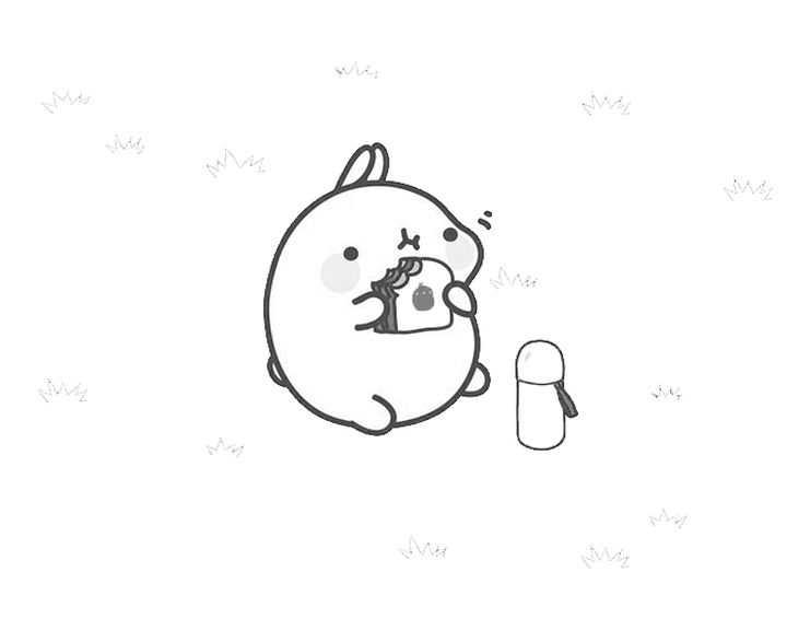 Molang with a bottle