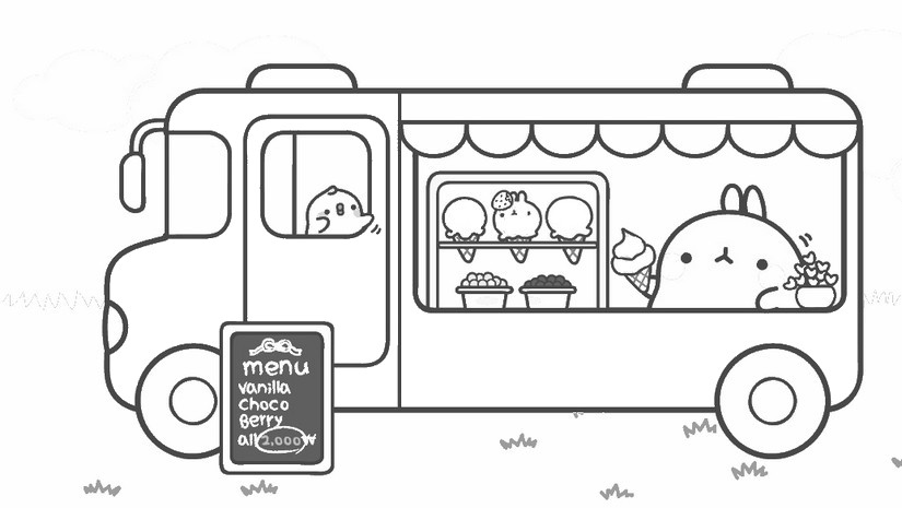 Molang on the bus