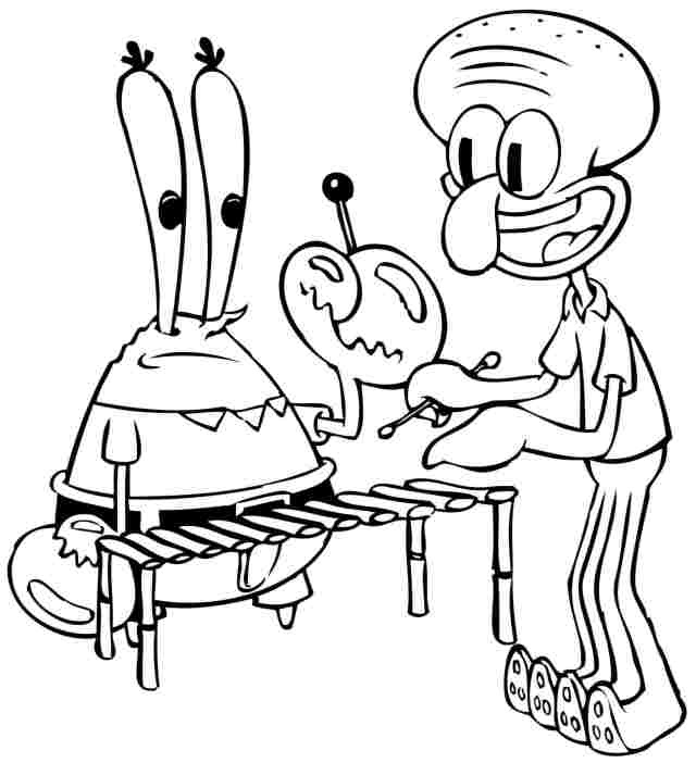 Spongebob coloring pages mr krabs and squidward