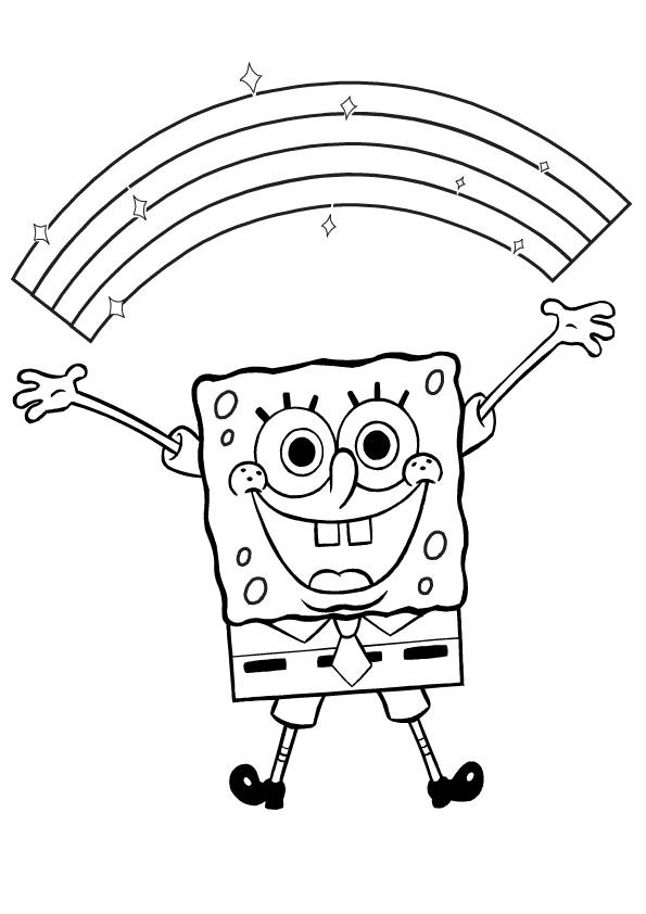 Spongebob and rainbow coloring pages