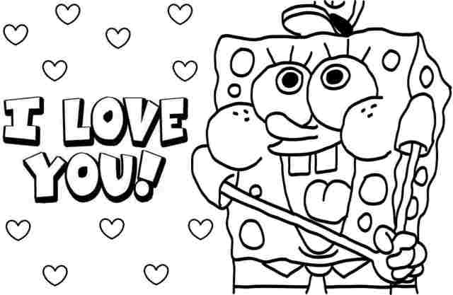 Spongebob coloring pages i love you