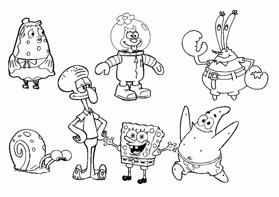 Coloring pages spongebob and his friends