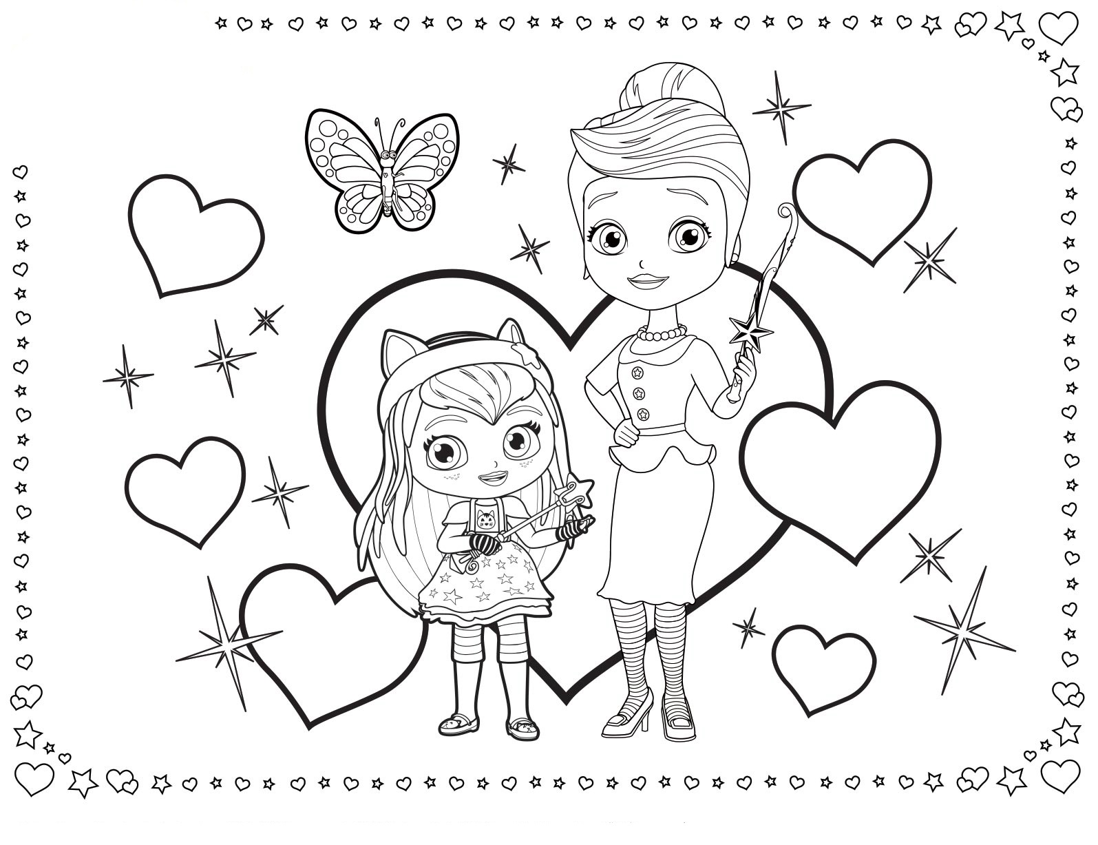 Hazel coloring page with mom