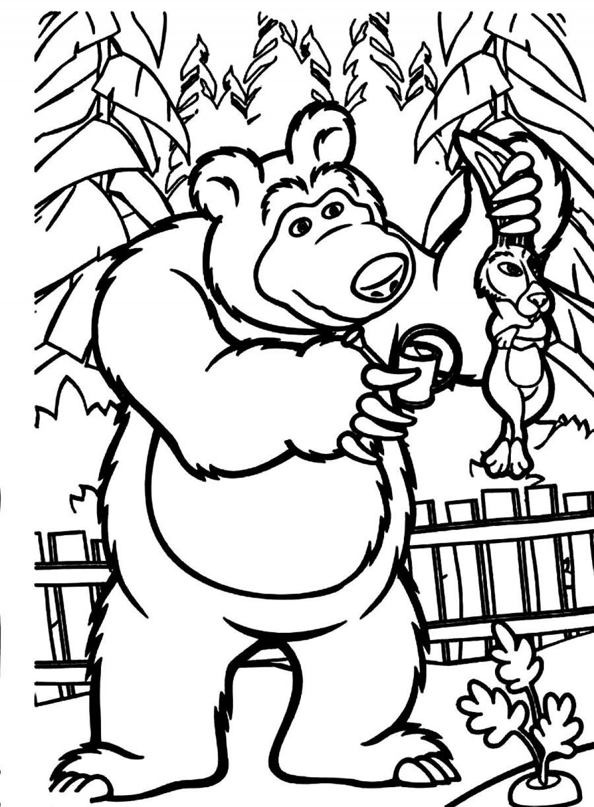 Coloring page bear and hare