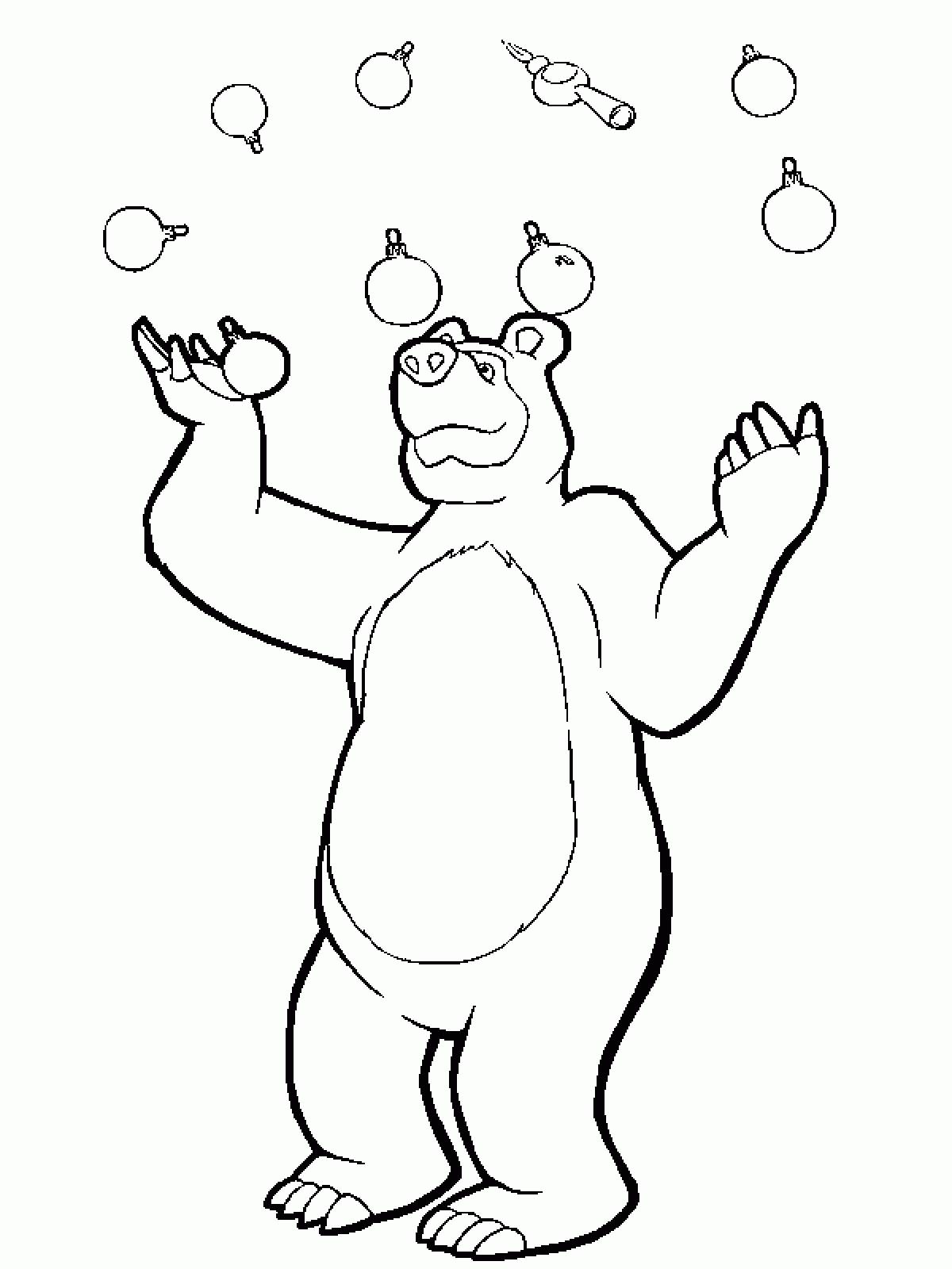 Juggler bear coloring page