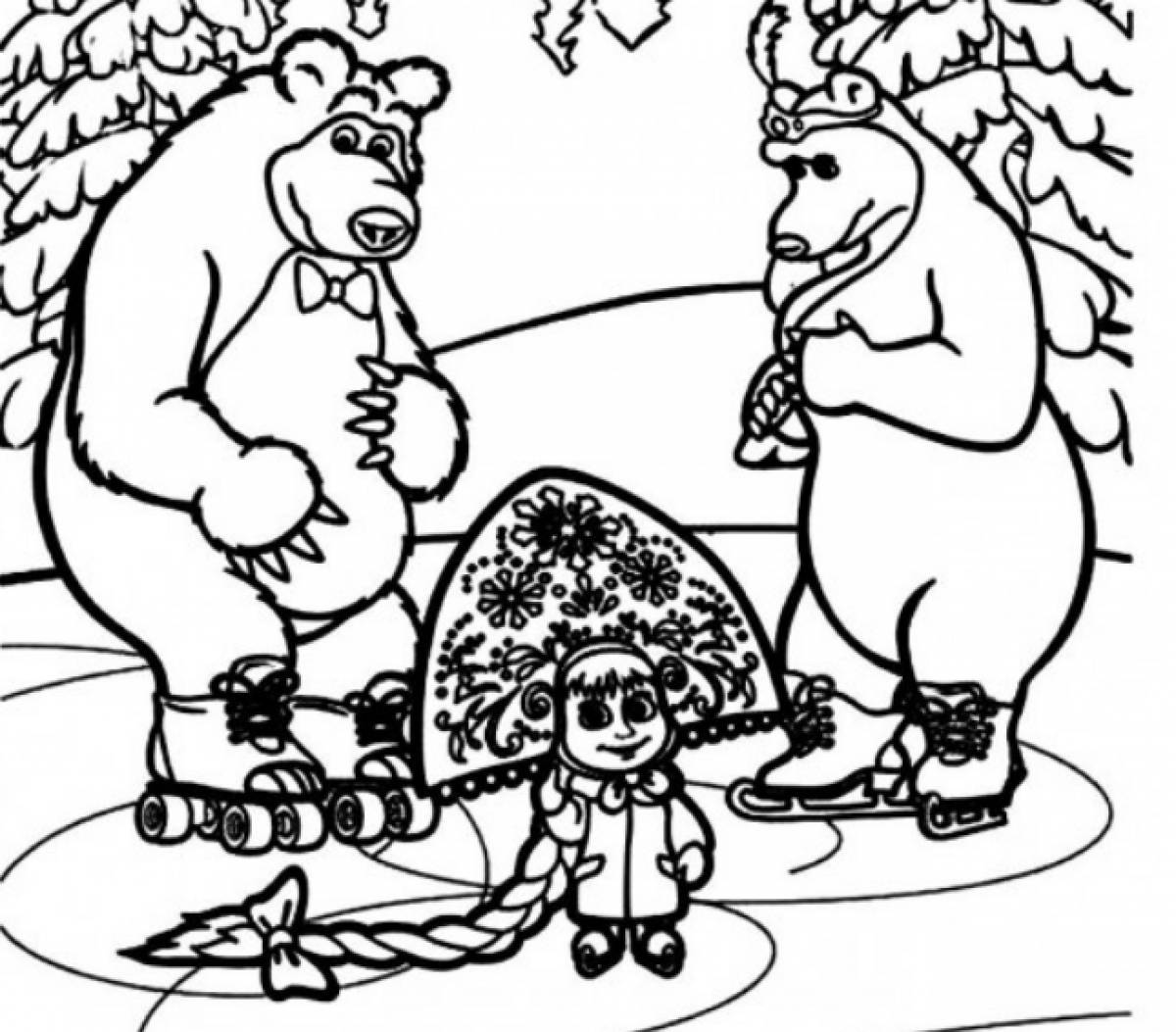 Раскраска Маша и медведь заяц