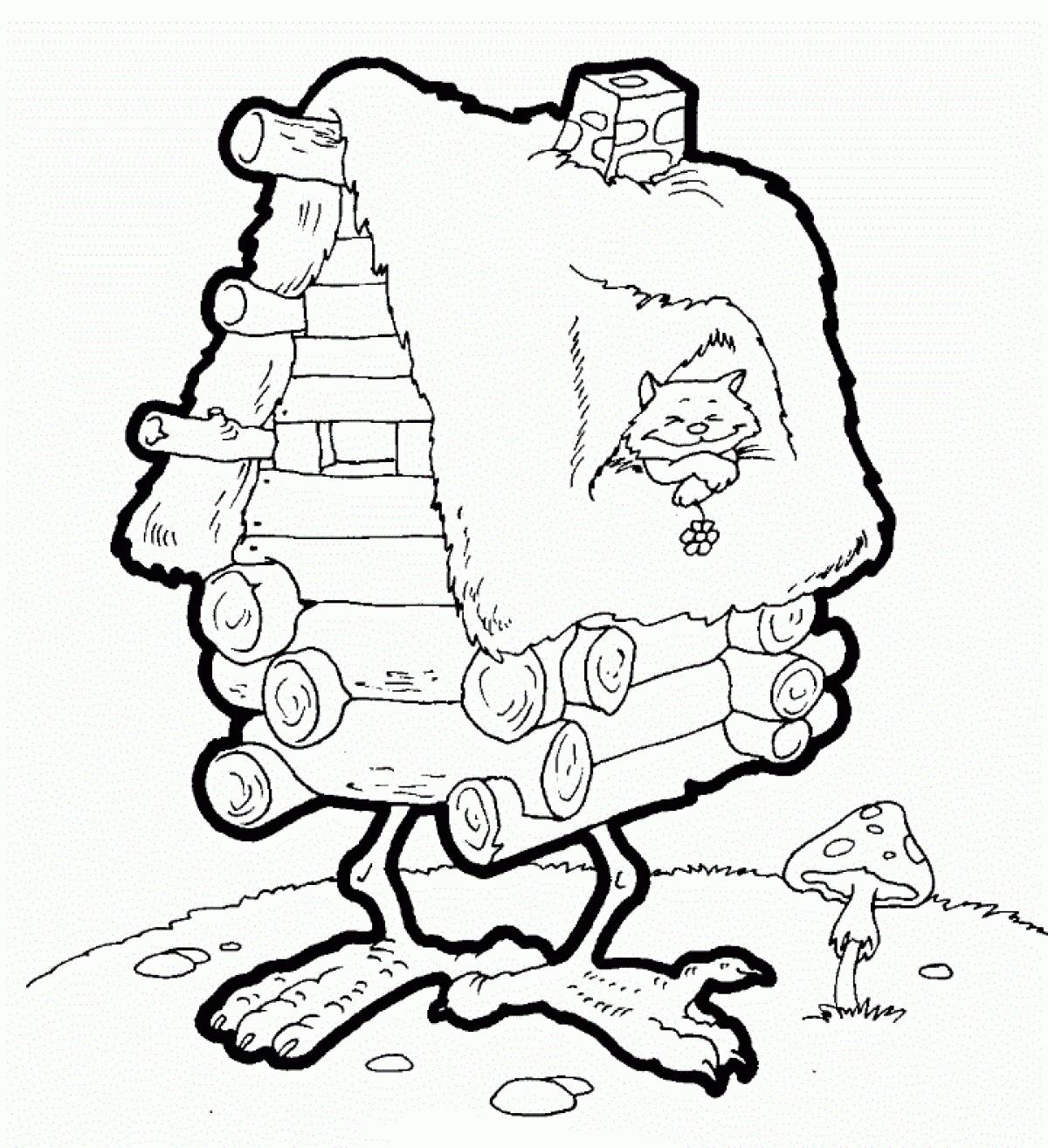 Coloring page hut on chicken legs