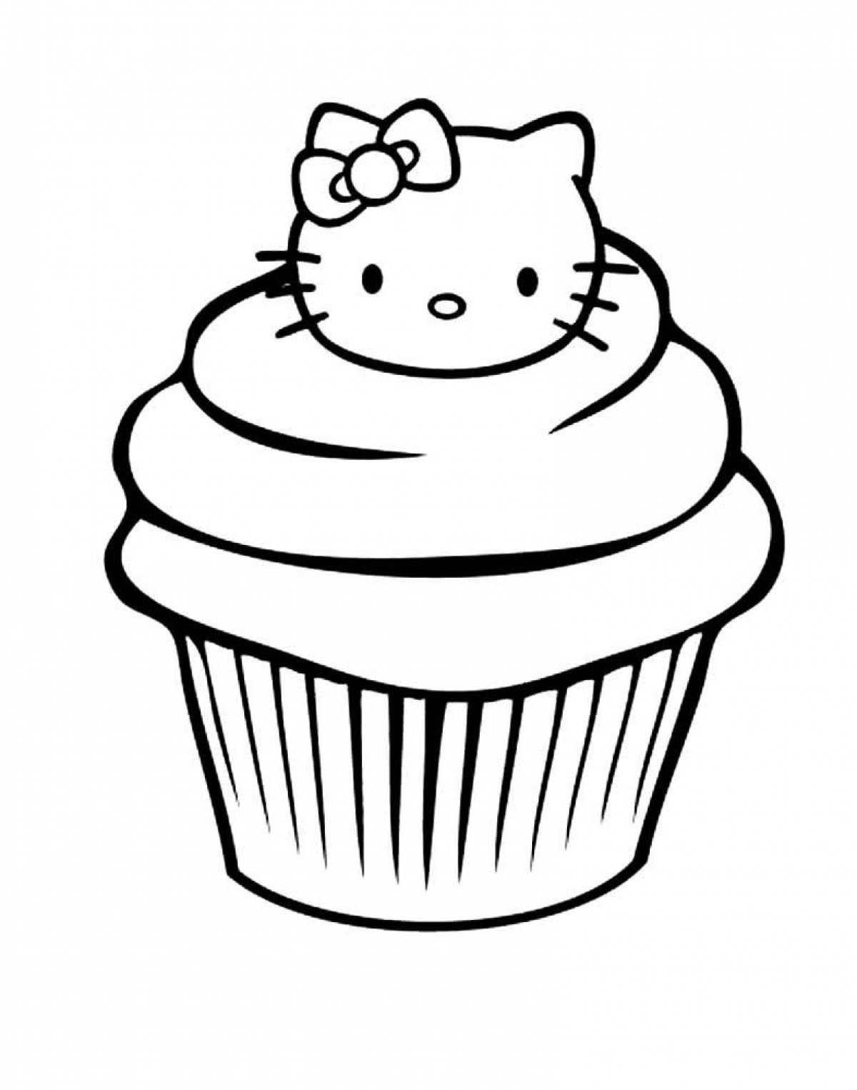 Coloring page happy cupcake