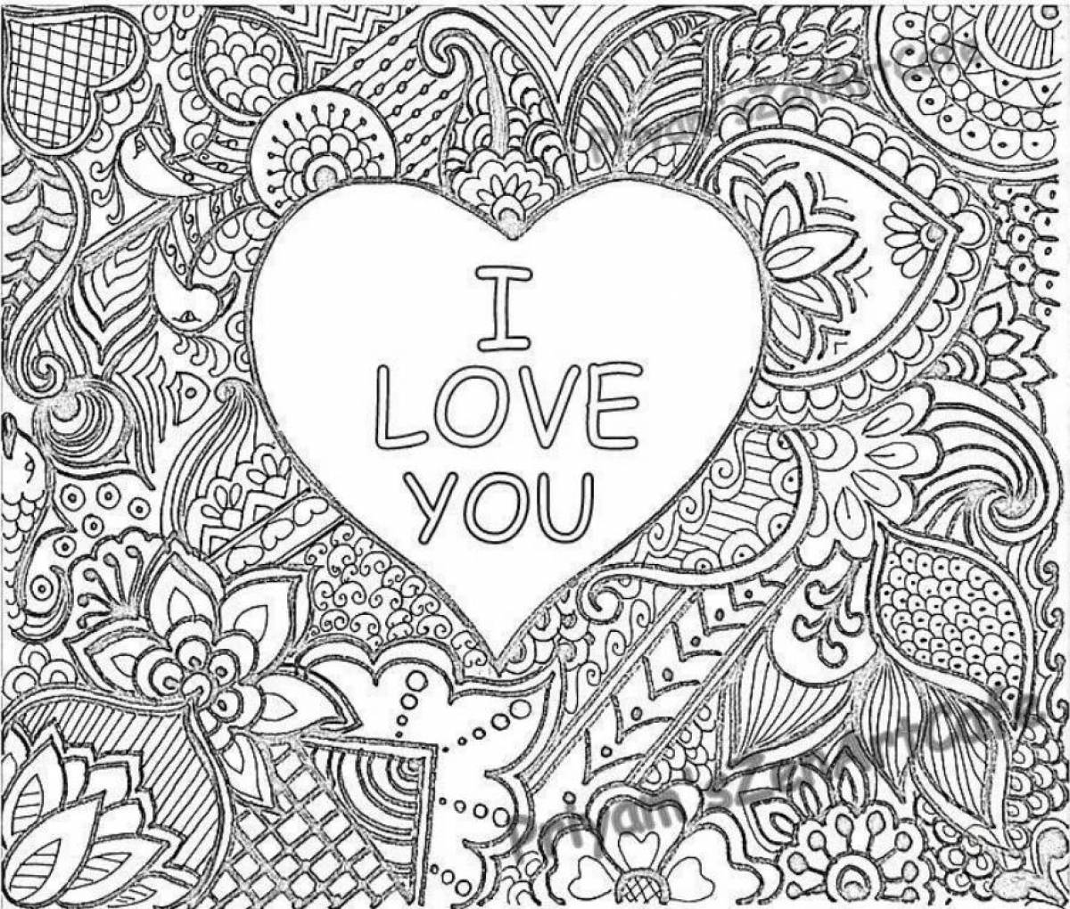 Awesome love coloring page