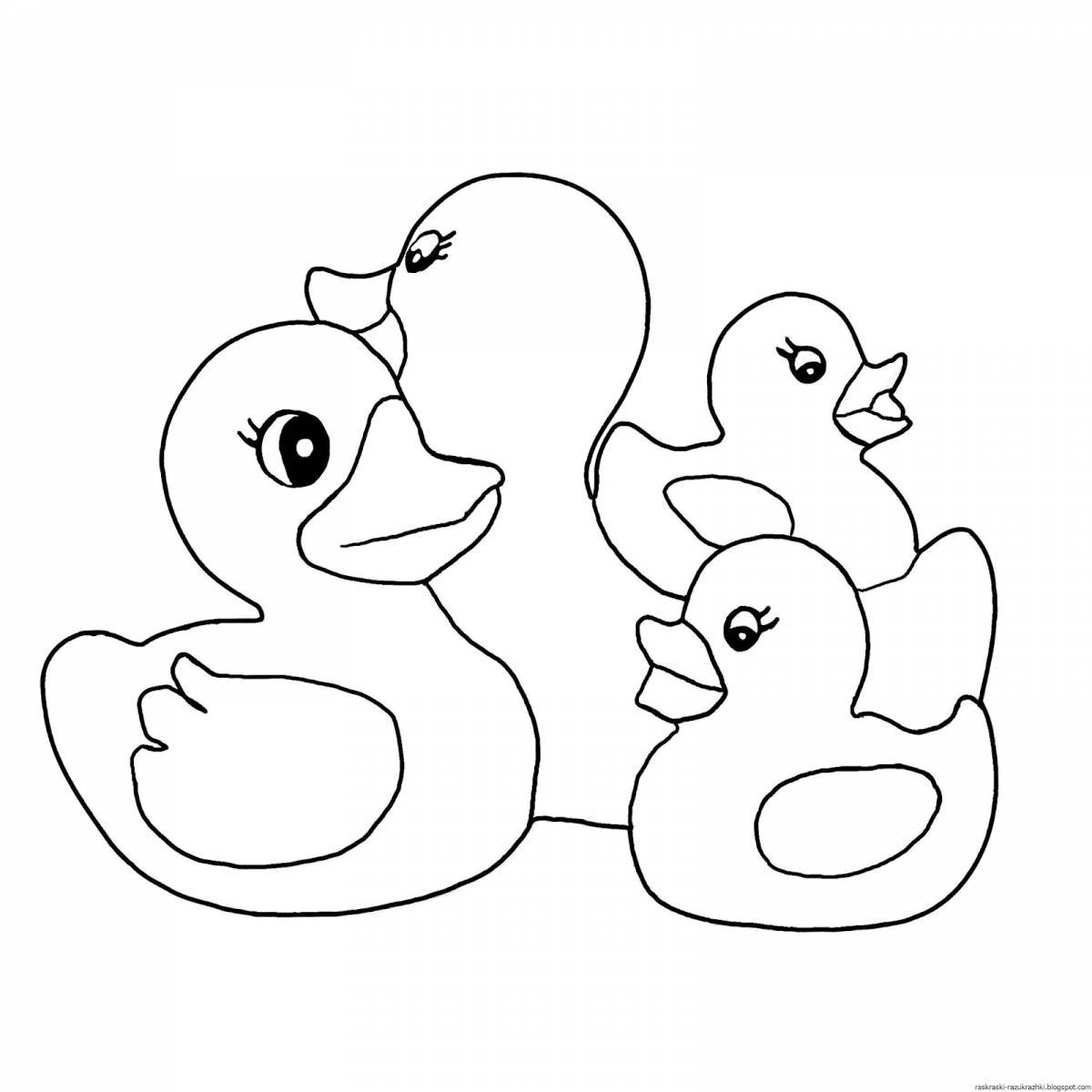 Раскраска «игривая утка» для детей