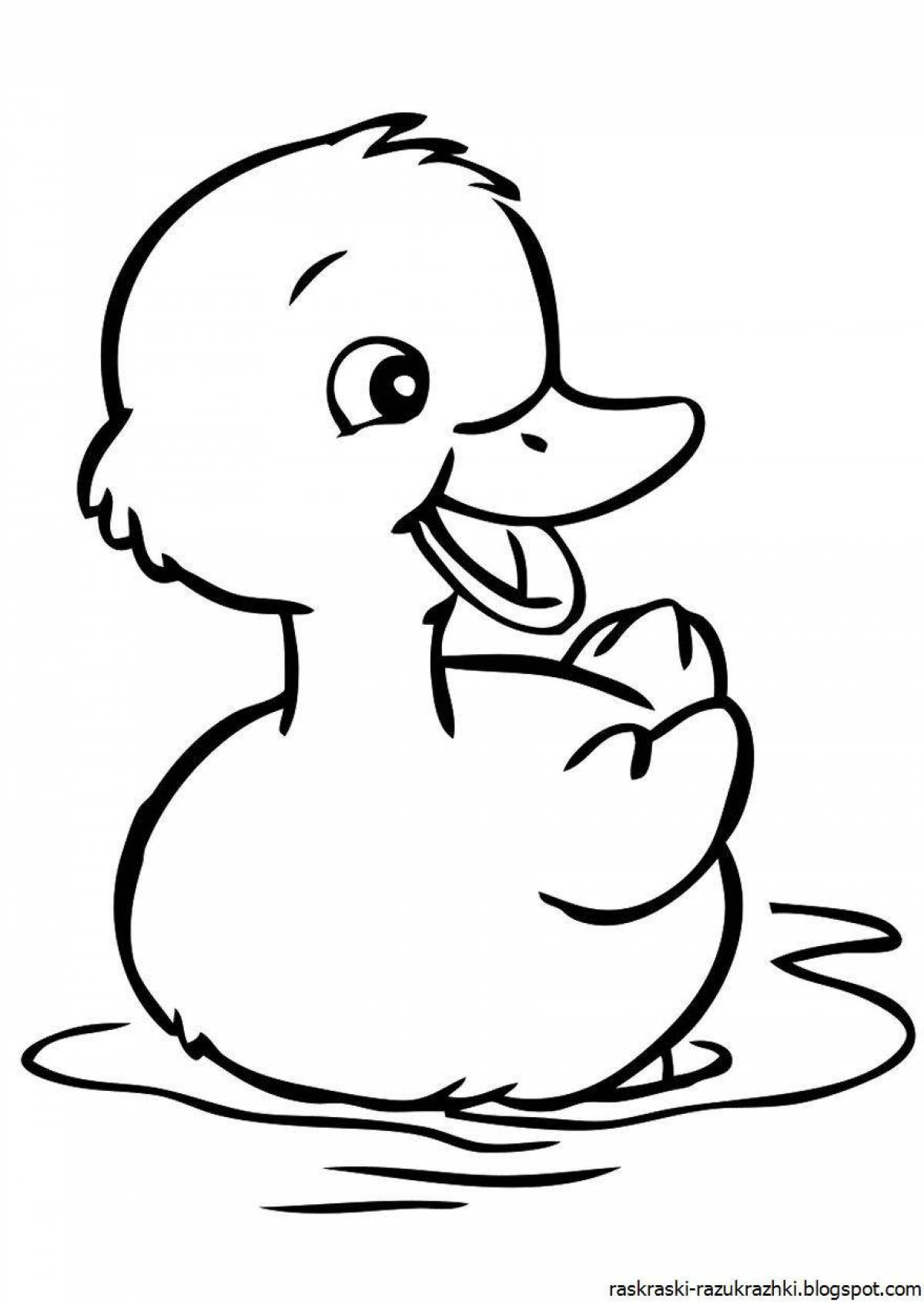 Colorful duck coloring book for kids