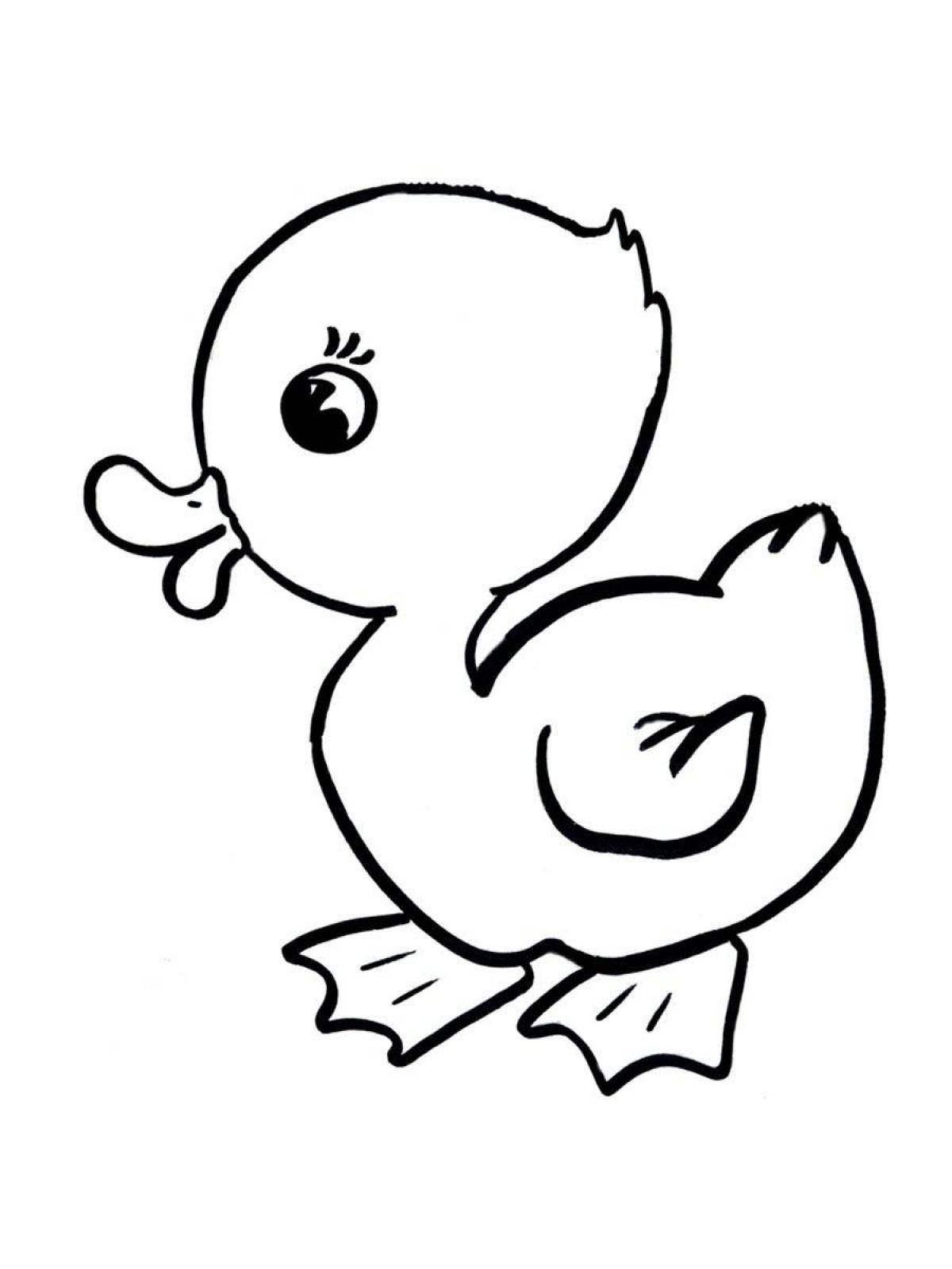 Color-explosion duck coloring page for kids