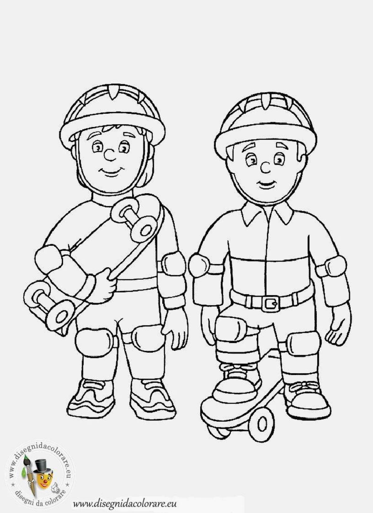 Wonderful firefighter coloring for kids