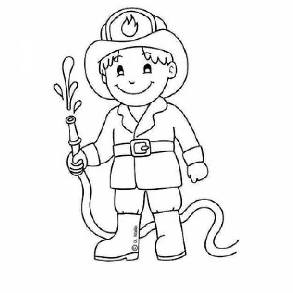 Очаровательная раскраска пожарного для детей