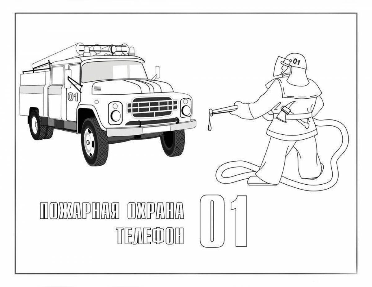 Brave firefighter coloring page for kids