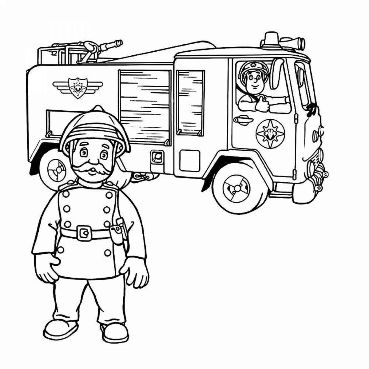 Творческая раскраска пожарного для детей